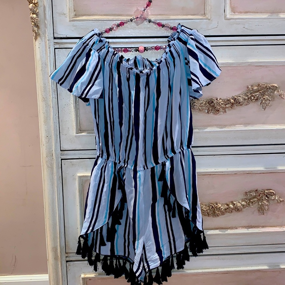 Striped Girls Romper 💙🤍 Off or On Shoulder